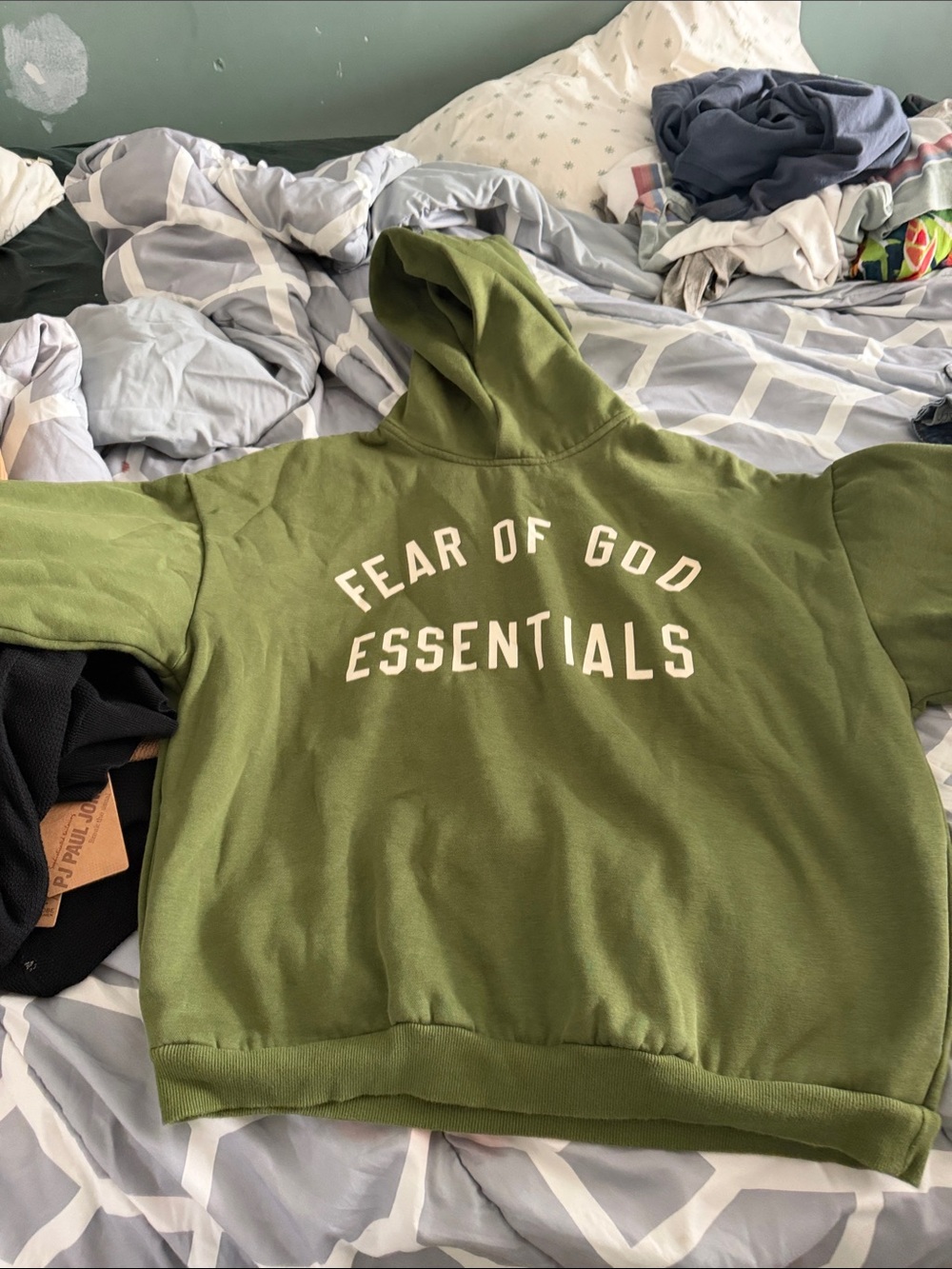 Fear of God Essentials Olive Green Crewneck Hoodie